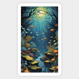 Starry Night Symphony: Van Gogh-Inspired Underwater Ballet Sticker